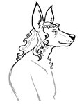 anthro black_eyes black_nose chest_tuft closed_smile hair half-closed_eyes long_hair male male_anthro mouth_closed narrowed_eyes side_view simple_background smile solo tonsure tuft wavy_hair whisker_spots white_background flockdog tail_(flockdog) canid canine canis mammal wolf 2024 digital_drawing_(artwork) digital_media_(artwork) english_description sketch