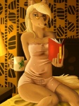 anthro bed bedroom beverage biped blonde_hair book container cup eyewear female furniture glasses hair lamp sitting solo fidchellvore cyberconnect2 little_tail_bronx solatorobo merveille_million canid canine caninu canis collie domestic_dog herding_dog mammal pastoral_dog sheepdog 2013