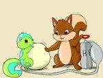 bloated blush duo expansion hand_on_belly helium_inflation helium_tank hose_in_butt hose_inflation inflation motion_lines orange_eyes simple_background yellow_background alvro lime_(alvro) mammal mephitid rodent sciurid skunk tree_squirrel 2023 4:3 hi_res