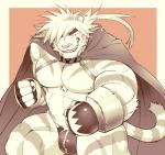 anthro bulge cape clothing grin looking_at_viewer male muscular muscular_anthro muscular_male nipples pecs smile solo xxomgx build_tiger lifewonders tokyo_afterschool_summoners macan_(tas) felid mammal pantherine tiger 2017 hi_res