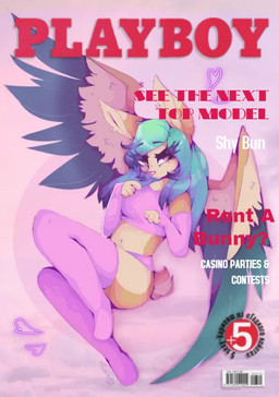 anthro armwear clothed clothing elbow_gloves female fur gloves hair handwear heart_symbol leggings legwear looking_at_viewer playboy_bunny short_tail solo tail text thigh_highs wings unknown_artist playboy shybun lagomorph leporid mammal rabbit cover english_text magazine_cover source_request