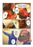 absurd_res allan_(zourik) anthro anthrofied black_body black_fur brother_(lore) brothers_(lore) caption_box clothed clothing comic cutaway dialogue dylan_(zourik) english_text expression_cutaway fur generation_7_pokemon hi_res incineroar inward_tail_speech_bubble male nintendo number page_number pokemon pokemon_(species) pokemorph praise red_body red_fur sibling_(lore) solo species_in_dialogue speech_bubble stripes talking_to_another text text_box time_card time_period torracat yellow_text_box zourik