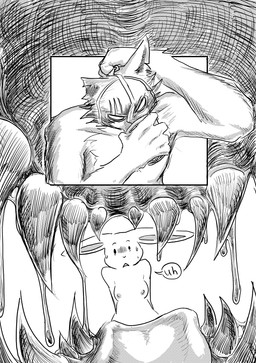 anthro bodily_fluids breasts dialogue drooling duo fangs female inside_mouth male muzzle_(object) muzzled nipples removing_mask reverse_mouth_shot saliva scar scared sweat teeth tongue dragonweirdo beastars haru_(beastars) legoshi_(beastars) canid canine canis lagomorph leporid mammal rabbit wolf absurd_res comic hi_res monochrome