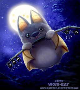ambiguous_gender black_eyes blep exclamation_point feral fur grey_body grey_fur group humor membrane_(anatomy) membranous_wings moon night plant pun silhouette size_difference tongue tongue_out tree visual_pun wings piper_thibodeau bat hybrid mammal marsupial vombatiform wombat digital_media_(artwork) digital_painting_(artwork) painting_(artwork)