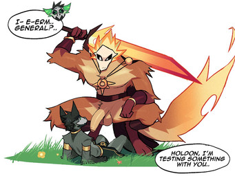 anthro anthro_on_anthro arm_tuft armlet balls biped black_hair bone bottomwear brown_body brown_fur cape cape_only casual_nudity chest_tuft clothed clothing crouching dialogue digitigrade duo fire flaming_tail foreskin front_view fur fur_tuft genitals glans grass grey_body grey_fur hair holding_melee_weapon holding_object holding_sword holding_weapon humanoid_genitalia humanoid_penis jewelry knee_tuft larger_anthro larger_male leg_tuft loincloth loincloth_only looking_down looking_down_at_another looking_up_at_another male male/male melee_weapon mostly_nude mostly_nude_anthro mostly_nude_male necklace outside penis plant presenting presenting_penis shoulder_tuft simple_background size_difference skull skull_head smaller_anthro smaller_male sword sword_on_back tail text topless tuft unretracted_foreskin weapon white_background jaybeyyy canid canine mammal 2025 4:3 digital_drawing_(artwork) digital_media_(artwork) english_text