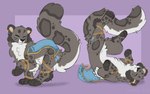 ambiguous_gender chain ear_piercing eyes_closed feral fur grey_body leopard_spots lying on_back piercing side_view solo spots standing symrea felid feline mammal pantherine snow_leopard 16:10 widescreen