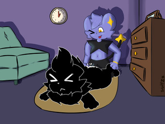 ambiguous_gender ambiguous_penetrated anal anal_penetration anthro anus bedroom black_body blue_body bodily_fluids clock cum cum_in_ass cum_inside cum_splatter cum_stain detailed_background duo eyes_closed from_behind_position fur furniture genital_fluids genitals lying lying_on_ground lying_on_rug male male/ambiguous male_penetrating male_penetrating_ambiguous nude on_front on_ground penetration penile penile_penetration penis penis_in_ass rug sex smile smiling_at_another smiling_at_partner sofa spread_legs spreading unusual_anatomy yellow_eyes waltz_katt nintendo pokemon fan_character lynxsparx canid canine felid feline fox generation_4_pokemon generation_5_pokemon mammal pokemon_(species) shadow_creature shadow_pokemon shinx zorua 2025 4:3 colored hi_res