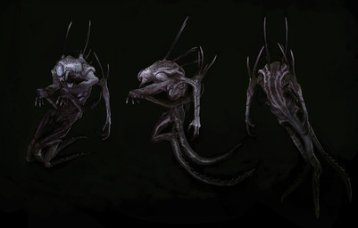 4_arms anthro back_spikes black_background dark featureless_legs female front_view grey_body midair multi_arm multi_limb nude rear_view side_view simple_background solo spikes spikes_(anatomy) unknown_artist 2k_games evolve_(copyright) monster wraith_(evolve) digital_media_(artwork) full-length_portrait hi_res official_art portrait