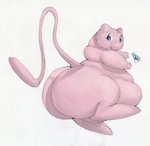 ambiguous_gender blue_eyes bubble_butt butt candy dessert feral floating food looking_back morbidly_obese morbidly_obese_ambiguous morbidly_obese_feral obese obese_ambiguous obese_feral overweight overweight_ambiguous overweight_feral pink_body simple_background solo tail thick_thighs wide_hips arkveveen_(artist) nintendo pokemon generation_1_pokemon legendary_pokemon mew_(pokemon) pokemon_(species) colored hi_res