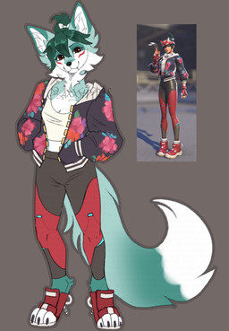 alternate_species anthro black_nose brown_eyes cheek_markings clothed clothing countershade_face countershade_torso countershading cute_fangs dipstick_ears dipstick_tail ear_markings facial_markings fangs female floral_print footwear fur furgonomic_footwear furgonomics furrification green_hair grey_background hair head_markings hoodie looking_at_viewer markings monotone_background multicolored_ears multicolored_pants one_fang ponytail red_clothing red_footwear red_shoes screencap shirt shoes simple_background solo tail tail_markings teal_body teal_fur teal_tail teeth tied_hair toeless_footwear toeless_shoes topwear white_clothing white_shirt white_tail_tip white_toes white_topwear axxstripes blizzard_entertainment overwatch kiriko_(overwatch) canid canine fox human mammal red_fox true_fox full-length_portrait hi_res portrait reference_image
