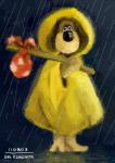 anthro bindle biped black_eyes black_nose clothing coat front_view holding_object looking_at_viewer male raincoat raining reflection sack solo standing stick toony topwear wet yellow_clothing yellow_raincoat eri_kinoshita aardman_animations wallace_and_gromit gromit_(wallace_and_gromit) canid canine canis domestic_dog mammal 2011 absurd_res digital_media_(artwork) digital_painting_(artwork) full-length_portrait hi_res portrait