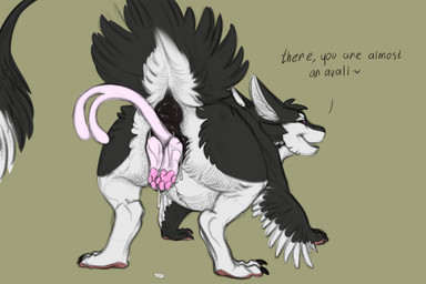 3_toes 4_ears almost_fully_inside ambiguous_gender ambiguous_prey animal_genitalia animal_vulva anus belly big_anus big_belly big_vulva black_anus black_body black_claws black_feathers black_fur black_genitals black_sclera black_tail black_toe_claws black_vulva bodily_fluids butt canine_genitalia canine_vulva claws countershade_fur countershading dialogue digitigrade dock_(anatomy) dripping duo feathered_wings feathers feet female female_feral female_pred feral feral_on_feral feral_pred feral_prey fingers fur genital_fluids genitals glistening glistening_genitalia green_background hair head_first imminent_transformation larger_pred leaking_vagina looking_back messy monotone_genitals multi_ear multicolored_body multicolored_fur narrowed_eyes nude open_mouth partially_inside pawpads paws penetration pink_body pink_pawpads plump_labia puckered_anus puffy_anus quadruped raised_tail rear_view simple_background size_difference smile soles solo stretched_vagina tail tail_tuft text three-quarter_view toe_claws toes tuft unbirthing underfluffies vaginal vaginal_fluids vaginal_fluids_on_ground vore vulva white_body white_countershading white_feathers white_fur white_tail winged_arms wings aggr.mor nintendo pokemon fyr_(fenrir784) avali avian bird eeveelution espeon generation_2_pokemon pokemon_(species) 2026 3:2 colored colored_sketch digital_drawing_(artwork) digital_media_(artwork) english_text full-length_portrait hi_res portrait sketch maleherm_(lore)