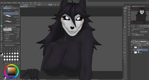 anthro black_body black_fur black_hair bone breasts female fur glowing glowing_eyes hair looking_at_viewer nude skull skull_head smile solo teeth text through_screen white_eyes grandpaman scp_foundation scp-1471-a canid canine canis malo mammal monster absurd_res digital_media_(artwork) english_text hi_res