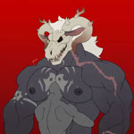 anthro antlers areola big_pecs bone bouncing_pecs chest_tuft claws facial_hair horn male male/male muscular muscular_anthro muscular_male mustache nipple_piercing nipples pec_smothering pecs piercing skull tuft grossy_vulpen fallout microsoft goliath_deathclaw_(subbyclaw) thurui wulfdread_(skullhimbo) canid canine canis deathclaw deer demon domestic_dog mammal scalie sergal 1:1 animated loop no_sound short_playtime webm