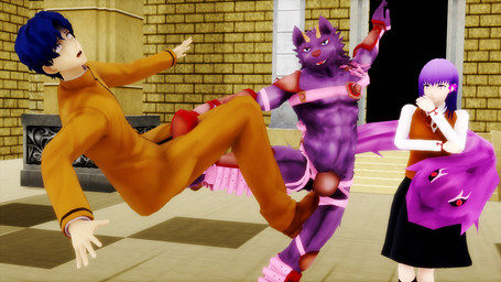 anthro armor attack ballbusting breasts cock_and_ball_torture crotch_attack crotch_kick female fur genital_torture group hair humor kick kicking_balls long_hair male muscular muscular_male pain purple_body purple_eyes purple_fur ribbons size_difference smile malicekira fate_(series) lifewonders tokyo_afterschool_summoners type-moon bathym_(tas) sakura_matou shinji_mato canid canine canis human mammal wolf 16:9 3d_(artwork) digital_media_(artwork) widescreen
