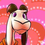 eyelashes happy heart_symbol horn long_ears long_neck looking_at_viewer pink_eyes smile smiling_at_viewer solo tunnel tunnel_of_love logtut mythology tictac_(logtut) bovid caprine dragon goat hybrid mammal mythological_creature mythological_scalie scalie