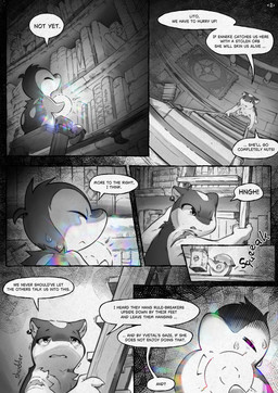 bodily_fluids book dialogue duo ear_piercing ear_ring eyes_closed feral glowing ladder library one_eye_closed orb piercing ring_piercing scroll shaking shoulder_scar snout speech_bubble sweat sweatdrop talking_to_another text trembling spacejunk nintendo pokemon pokemon_mystery_dungeon spike_chunsoft lian_(spacejunk) lito_(spacejunk) cyndaquil generation_2_pokemon pokemon_(species) quilava absurd_res comic english_text greyscale hi_res monochrome shaded