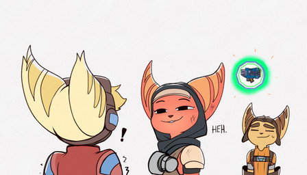 anthro clothing exclamation_point eyebrows eyes_closed eyewear eyewear_on_head female fur gloves goggles goggles_on_head group handwear headgear headwear hood male red_body red_fur striped_body striped_fur stripes trio yellow_body yellow_fur time_fluffy500 ratchet_and_clank sony_corporation sony_interactive_entertainment ratchet_(ratchet_and_clank) sprocket_(ratchet_and_clank) widget_(ratchet_and_clank) lombax mammal 2025 hi_res pictographics