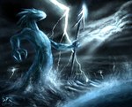 2024 absurd_res apode aquatic_dragon digital_media_(artwork) digital_painting_(artwork) dirtypaperjoe draconcopode dragon electricity elemental_creature fantasy hi_res jewish_mythology landscape legless leviathan lightning lightning_bolt macro marine melee_weapon mythological_creature mythological_marine mythological_scalie mythology naga polearm reptile scalie sea serpentine sky skyscape snake spear splash storm water water_creature weapon