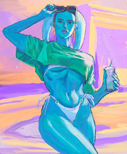 beverage_can bikini blue_body blue_skin breasts clothing crop_top eyebrows eyewear eyewear_on_head female lekku_(anatomy) navel not_furry shirt side-tie_bikini solo string_bikini sunglasses sunglasses_on_head swimwear topwear two-piece_swimsuit wearing_sunglasses white_bikini white_clothing white_swimwear raikoh-illust gta_vi_cover_girl star_wars aayla_secura alien alien_humanoid humanoid twi'lek 2026 hi_res