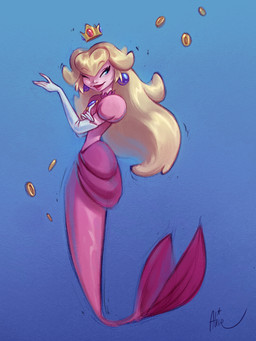 5_fingers alternate_form alternate_species arms_bent armwear blonde_hair blue_ear_piercing blue_eyes closed_smile clothed clothed_female clothed_humanoid clothing coin crown elbow_gloves eyebrow_through_hair eyebrows eyelashes female female_humanoid fin fingers fish_tail fully_clothed fully_clothed_female fully_clothed_humanoid gloves hair handwear headgear legless light lips long_hair mermaid_tail mermaidification motion_lines mouth_closed one_eye_closed pink_clothing pink_lips pink_shirt pink_tail pink_topwear princess royalty shirt simple_background smile solo split_form tail tail_fin tan_body tan_skin topwear translucent translucent_hair underwater water white_armwear white_clothing white_elbow_gloves white_gloves white_handwear alice_pisoni mario_bros mermay mermay_2025 nintendo princess_peach aquatic humanoid humanoid_merfolk merfolk 2025 3:4 absurd_res colored digital_drawing_(artwork) digital_media_(artwork) english_description hi_res lighting shaded signature