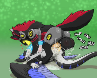 anal anal_penetration animal_genitalia animal_penis anthro bodily_fluids cum cum_everywhere cum_from_mouth cum_in_ass cum_in_mouth cum_inflation cum_inside cum_pool cum_through duo excessive_cum excessive_genital_fluids genital_fluids genitals hyper inflation machine male male/male male_penetrated male_penetrating male_penetrating_male messy multi_ear penetration penile penile_penetration penis penis_in_ass sex luccatoasty mythology soleil_(itstedda) yehnie avian dragon hybrid mythological_creature mythological_scalie protogen scalie 5:4 hi_res