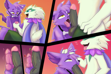 ahegao anthro attribute_theft bdsm bit_gag blue_eyes bodily_fluids bondage bone_gag bound cheek_tuft crossed_arms drool_on_gag drooling duo erection facial_tuft fluffy fur gag genitals genitals_shrinking glans hands_behind_back inner_ear_fluff looking_pleasured male male/male masturbation neck_tuft oral oral_penetration penetration penis penis_shrinking penis_size_comparison penis_size_difference saliva saliva_on_penis size_theft tongue tongue_out tuft yellow_eyes davyboi nintendo pokemon domestic_cat felid feline felis generation_9_pokemon mammal meowscarada pokemon_(species) 3:2 comic hi_res