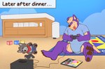 ageplay anthro blue_eyes brown_eyes carpet changing_table clean_diaper controller diaper diaper_pail diaper_pile diaper_under_onesie feet focusing fur gaming hair heterochromia hindpaw holding_controller holding_object infantilism male multicolored_body multicolored_fur nursery paws playing_video_game playmat plushie purple_body purple_fur roleplay sitting solo spread_legs spreading tan_body tan_fur tan_hair tongue tongue_out two_tone_body two_tone_fur tennettthedl adastra adastra_(series) echo_project gamecube nintendo amicus_(adastra) tennet canid canine canis mammal wolf hi_res