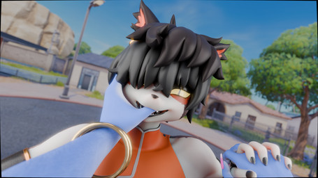 anthro clothing female finger_in_mouth hand_holding looking_at_viewer male street neumond_art dogzeela_(modeler) valorlynz_(modeler) arknights hypergryph nintendo star_fox studio_montagne aak_(arknights) krystal_(star_fox) canid canine felid feline fox mammal 16:9 3d_(artwork) 4k absurd_res blender_(artwork) digital_media_(artwork) hi_res tagme widescreen