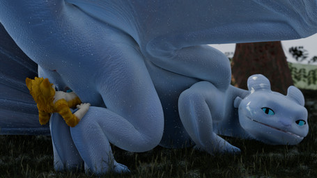 anthro bent_over duo female feral genitals larger_female looking_back male male/female penis size_difference unbirthing vaginal vore protoeve dreamworks european_mythology how_to_train_your_dragon mythology tyberius_zen domestic_cat dragon felid feline felis fury_(httyd) light_fury mammal mythological_creature mythological_scalie scalie western_dragon hi_res