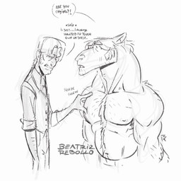 anthro bodily_fluids crying duo male male/male muscular muscular_male pecs pecs_touching skinny_male speech_bubble squish tears beatriz_rebollo mythology canid canine human mammal mythological_canine mythological_creature werecanid werecanine werecreature werewolf 1:1 sketch
