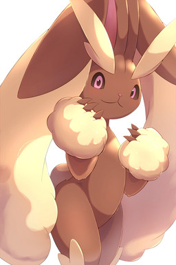:3 ambiguous_gender anthro biped black_sclera brown_body eyebrows featureless_crotch looking_at_viewer mouth_closed nude on_model pupils simple_background smile solo standing thick_thighs three-quarter_view white_background rumine nintendo pokemon generation_4_pokemon lopunny pokemon_(species) 2:3 hi_res