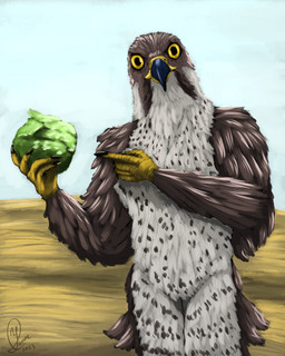 animal_genitalia anthro bodily_fluids cloaca cum desert feathers food genital_fluids genitals gesture hand_gesture lettuce male nude plant pointing sand sky solo spots vegetable yellow_eyes yenocwolf birdtember mythology avian bird egyptian_falcon falcon falconid 4:5 absurd_res hi_res