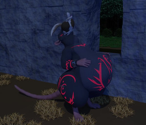 anthro bedroom_eyes belly big_belly black_body castle digestion duo fatal_vore huge_belly huge_thighs hyper hyper_belly hyper_thighs larger_pred magic male male/male markings multiple_prey narrowed_eyes night nude nude_anthro red_markings seductive semi-anthro size_difference tattoo thick_thighs vore killero mammal mouse murid murine rat rodent animated hi_res high_framerate long_playtime no_sound