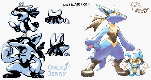 3_fingers anthro black_body black_text blue_arms blue_body blue_ears blue_fingers blue_fur blue_hands blue_text duo fingers fur open_mouth size_difference teeth text tongue yellow_body yellow_fur dahecksajerry nintendo pokemon generation_4_pokemon lucario pokemon_(species) riolu 2025