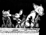 2022 absurd_res all_fours anthro black_and_white canid canine clothed clothing crouching disney duo flashlight fox fully_clothed fur hi_res holding_flashlight holding_object hoodie inktober judy_hopps lagomorph leporid looking_back mammal monochrome nick_wilde police police_uniform rabbit red_fox sculpture statue teeth theblueberrycarrots topwear traditional_media_(artwork) true_fox uniform zootopia