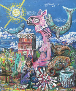1_eye abstract_art ambiguous_gender biped blue_body blue_sky breasts brown_body cloud container female feral grass group jewelry light light_beam markings necklace nipples one_eye_closed pink_body plant quadruped sitting sky sun sunbeam sunlight krispylemur cetacean human humanoid mammal marine tapir whale acrylic_painting_(artwork) hi_res painting_(artwork) traditional_media_(artwork) traditional_painting_(artwork)