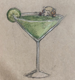 alcohol anthro beverage container cup drinking drinking_glass ears_up eyes_closed food fruit fur glass glass_container glass_cup horn lemon male plant solo white_body white_fur white_wool wool_(fur) reynard_goodfellow reynard_the_baa bovid caprine mammal sheep hi_res