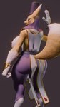 anthro armor big_breasts big_butt blue_eyes bracers breasts butt clothed clothing female hat headgear headwear looking_back robe solo tail pimkowolfo dogzeela_(modeler) bandai_namco digimon digimon_(species) taomon 3d_(artwork) 4k 9:16 absurd_res digital_media_(artwork) hi_res