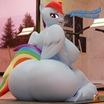 anthro anthrofied big_breasts big_butt breasts butt female hair huge_butt multicolored_hair nude rainbow_hair solo text tongue tongue_out wings conditional_dnp velvet_charm friendship_is_magic hasbro my_little_pony mythology rainbow_dash_(mlp) equid equine mammal mythological_creature mythological_equine pegasus 1:1 3d_(artwork) absurd_res digital_media_(artwork) english_text hi_res