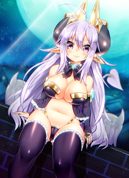 blush bow_tie camel_toe feathered_wings feathers female gem genitals horn horn_jewelry jewelry looking_at_viewer moon not_furry sitting smile solo vulva wings mofuaki humanoid winged_humanoid 2015