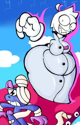 anthro belly big_belly big_breasts big_penis breasts chess_piece detachable detachable_limbs duo floating_hands genitals male overweight pawn_(chess) penis smile thick_thighs weight_gain cartoon_network the_amazing_world_of_gumball fan_character p34nutbunny_(p34nutbunny) sugerplump_(sugerplump) mammal mouse murid murine rat rodent