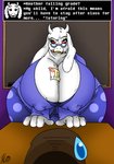 anthro big_breasts breasts cleavage clothed clothing dialogue_box duo eyewear female glasses huge_breasts hyper hyper_breasts mature_anthro mature_female nipple_outline school student teacher teacher_and_student text wide_hips xanderdwulfe undertale undertale_(series) frisk_(undertale) toriel human mammal english_text