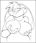 2013 alex_spastic breasts chubby female holding_breasts lagomorph monochrome nude overweight rabbit smile solo teasing
Rating: Explicit
Score: 6
User: tony311
Date: August 17, 2013