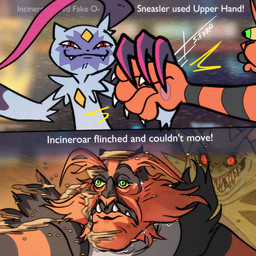 big_jaw bodily_fluids claws coitus_interruptus creepy creepy_face fangs green_eyes hand_holding humor pokemon_move sad sand smug surprised tears teeth text blitzdrachin conditional_dnp nickelodeon nintendo pokemon pokemon_champions_(game) ren_and_stimpy felid feline generation_2_pokemon generation_7_pokemon generation_8_pokemon incineroar mammal pokemon_(species) sneasler tyranitar 1:1 comic english_text meme