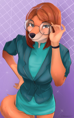 anthro breasts eyewear female glasses solo everest_grant illumination_entertainment sing_(movie) suki_lane canid canine canis domestic_dog mammal absurd_res hi_res