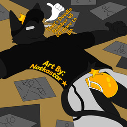anthro baseball_cap black_body briefs bulge chaps clothed clothing gesture hand_gesture hat headgear headwear lying male shirt solo star text thumbs_up topwear underwear conditional_dnp notkastar jinkies_(notkastar) domestic_cat felid feline felis mammal 1:1 animated high_framerate