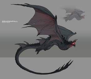 4_horns 5_toes ambiguous_feral ambiguous_gender bent_legs black_body black_claws black_horn black_scales black_spines black_tail claws directional_arrow eyeless feet feral flying grey_background gums horn long_tail membrane_(anatomy) membranous_wings multi_horn open_mouth red_gums red_wings scales sharp_teeth simple_background solo tail teeth text toe_claws toes torn_wing wing_claws wings cristina_lavina_ferez european_mythology highguard_(game) mythology corrupted_dragon_(highguard) dragon mythological_creature mythological_scalie scalie western_dragon wyvern 2026 absurd_res colored concept_art digital_drawing_(artwork) digital_media_(artwork) english_description english_text hi_res official_art