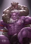 abs anthro anthro_on_anthro areola biceps biped bulge claws cover cover_art cover_page duo english_text felid fingers fur hi_res male male/male mammal muscular muscular_anthro muscular_male nipples pantherine pecs purple_body purple_fur scar takemoto_arashi text x_scar