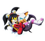 anthro bared_teeth black_hair blue_eyeshadow boots breasts cleavage clothed clothing duo eyeshadow female fight footwear fur hair lipstick lying makeup on_back one_eye_closed open_mouth shoes short_tail simple_background spread_legs spreading tail white_background wings yellow_body yellow_eyes yellow_fur aamypink sega sonic_the_fighters sonic_the_hedgehog_(series) honey_the_cat rouge_the_bat bat domestic_cat felid feline felis mammal 2020 digital_drawing_(artwork) digital_media_(artwork) hi_res signature